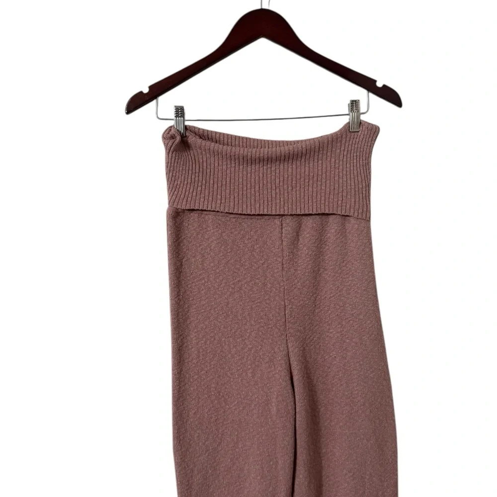 NEW FREE PEOPLE FP Beach Ruby Mauve Knit Sweater Foldover Joggers Pants Sweats